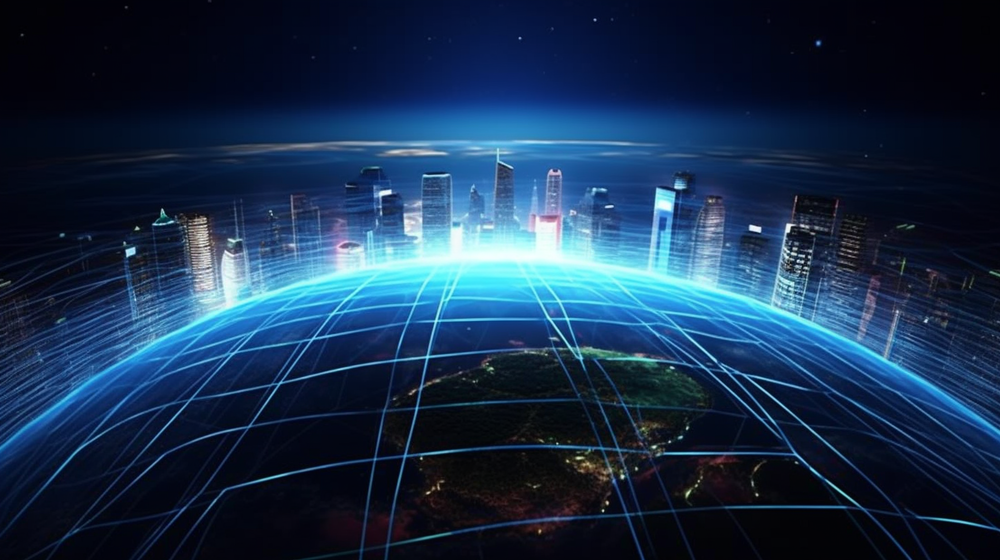5G互联网科技手机电脑概念工业智能系统结构粒子线条概念图